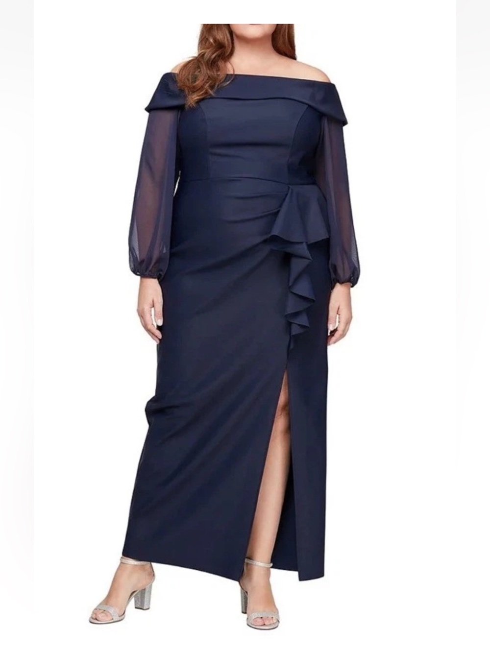 Alex Evenings Blue Off Shoulder Dress size 14W